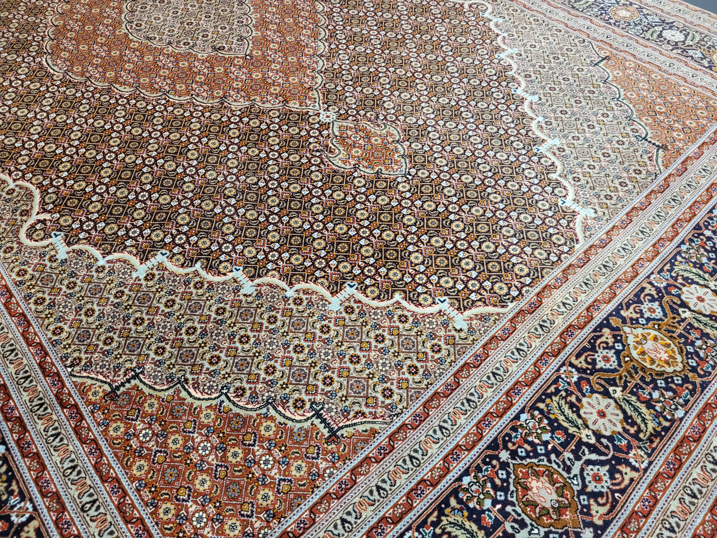 Orientteppich Handgeknüpft Täbriz Teppich Korkwolle Seide 295x203 cm