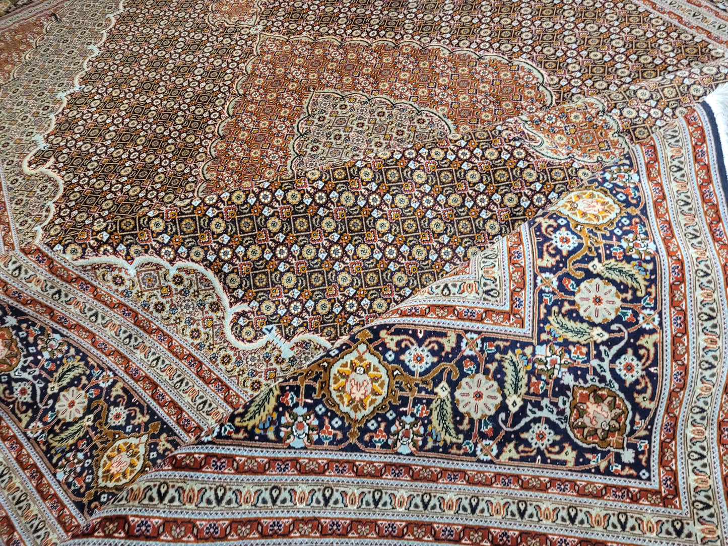 Orientteppich Handgeknüpft Täbriz Teppich Korkwolle Seide 295x203 cm