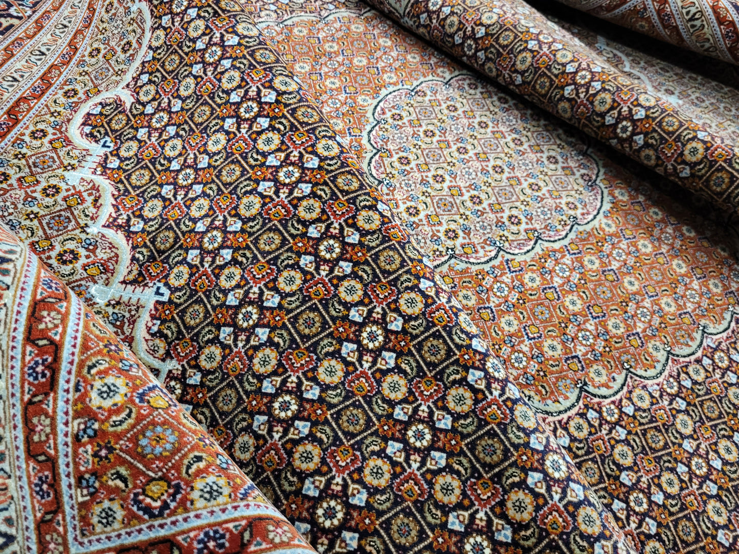 Orientteppich Handgeknüpft Täbriz Teppich Korkwolle Seide 295x203 cm