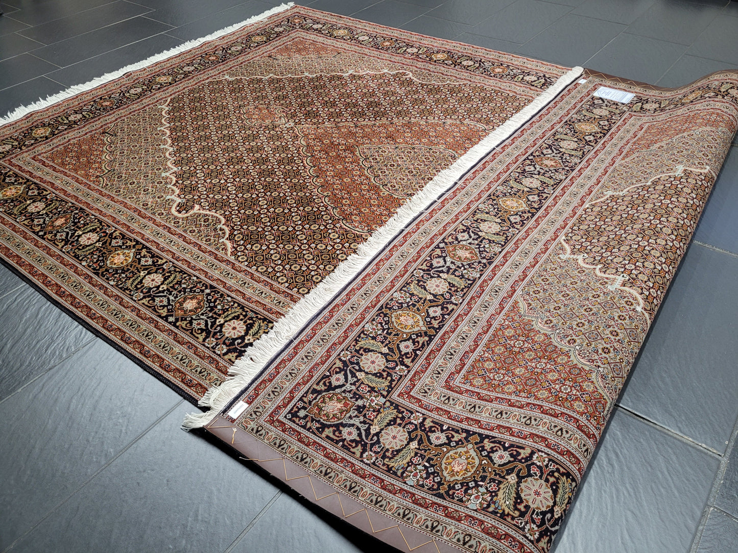 Orientteppich Handgeknüpft Täbriz Teppich Korkwolle Seide 295x203 cm