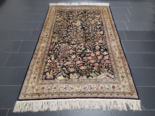 Hereke Seidenteppich Handgeknüpft Paradiesgarten Motiv 245x155cm