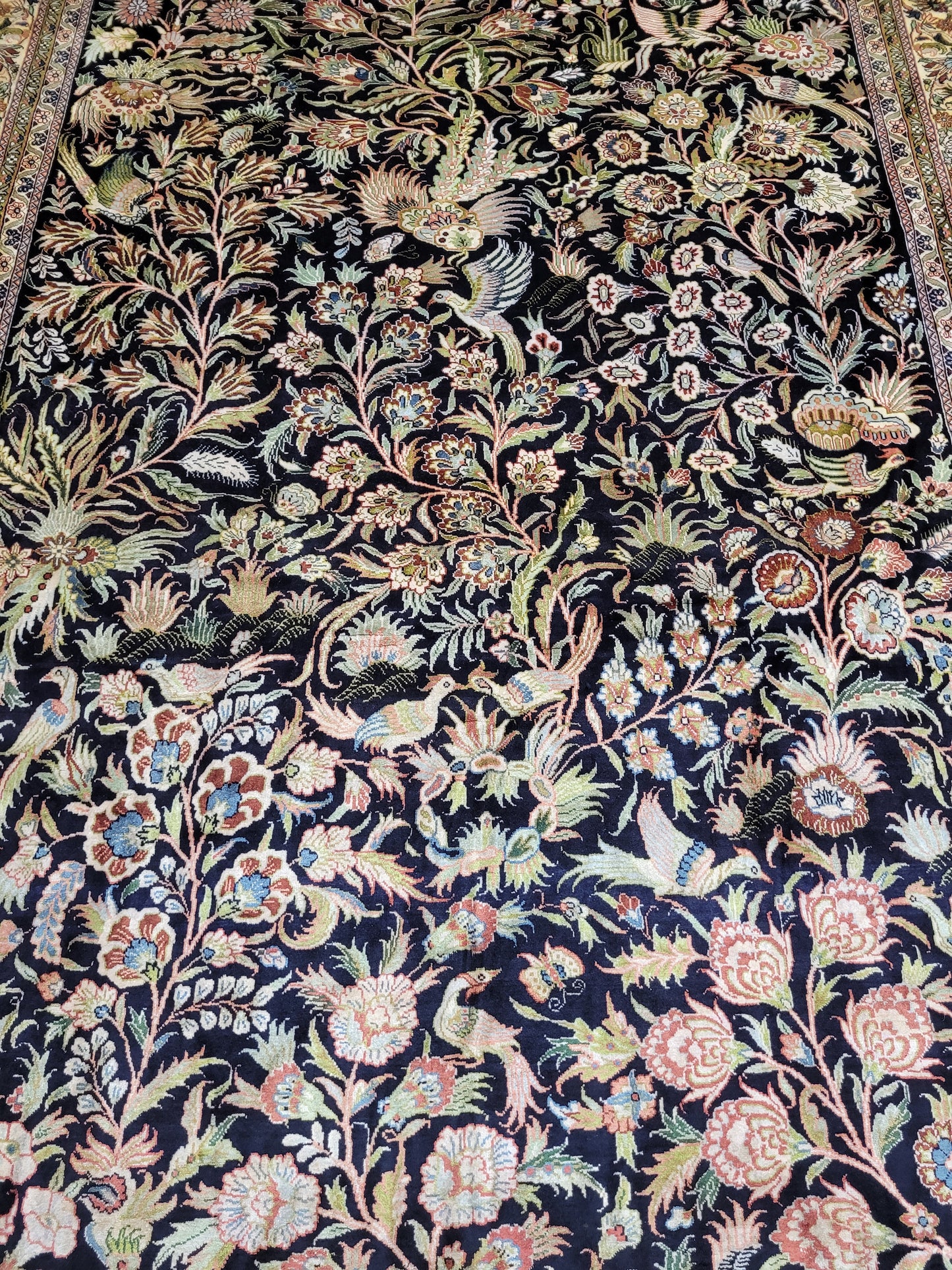 Hereke Seidenteppich Handgeknüpft Paradiesgarten Motiv 245x155cm