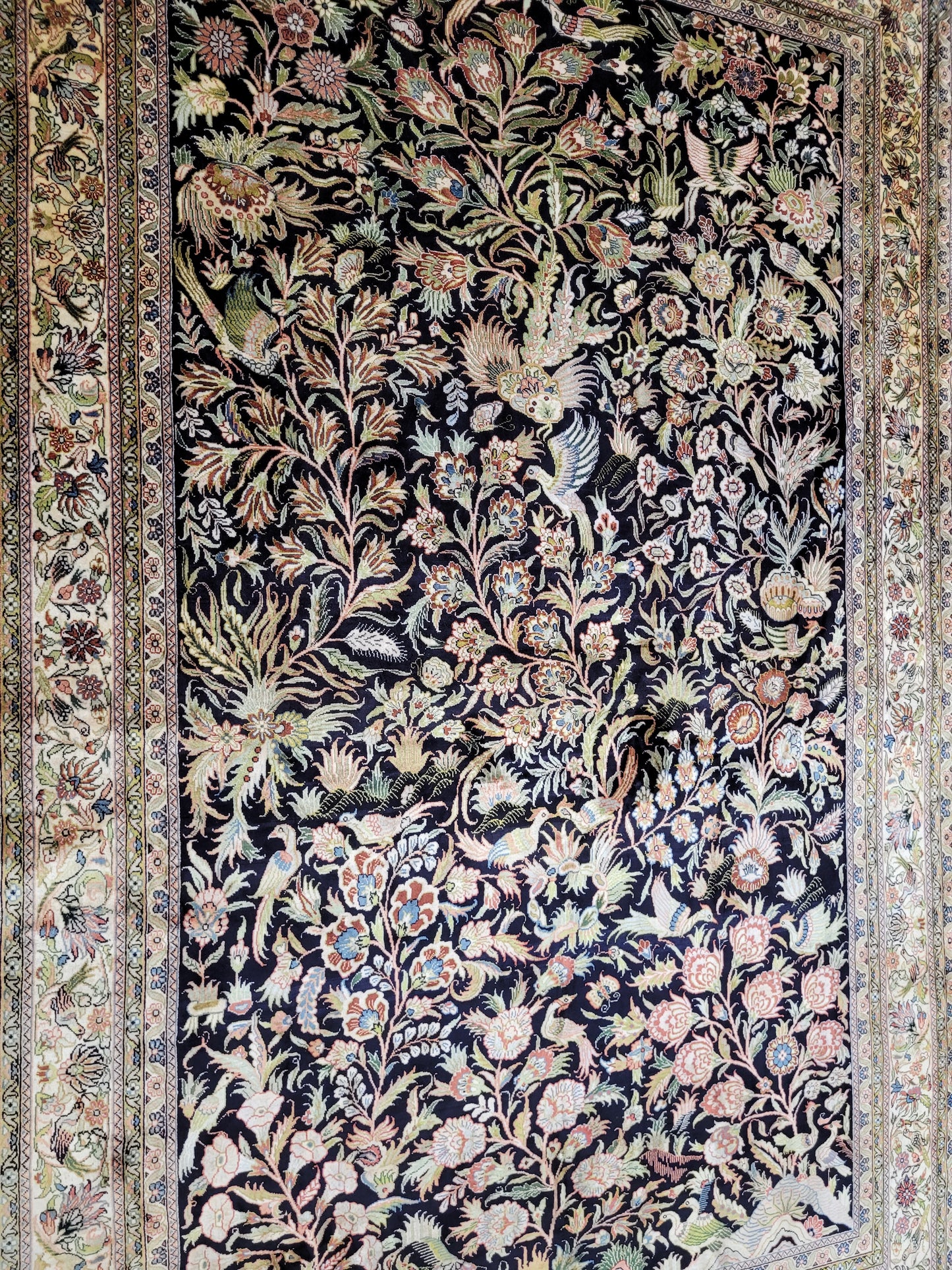 Hereke Seidenteppich Handgeknüpft Paradiesgarten Motiv 245x155cm