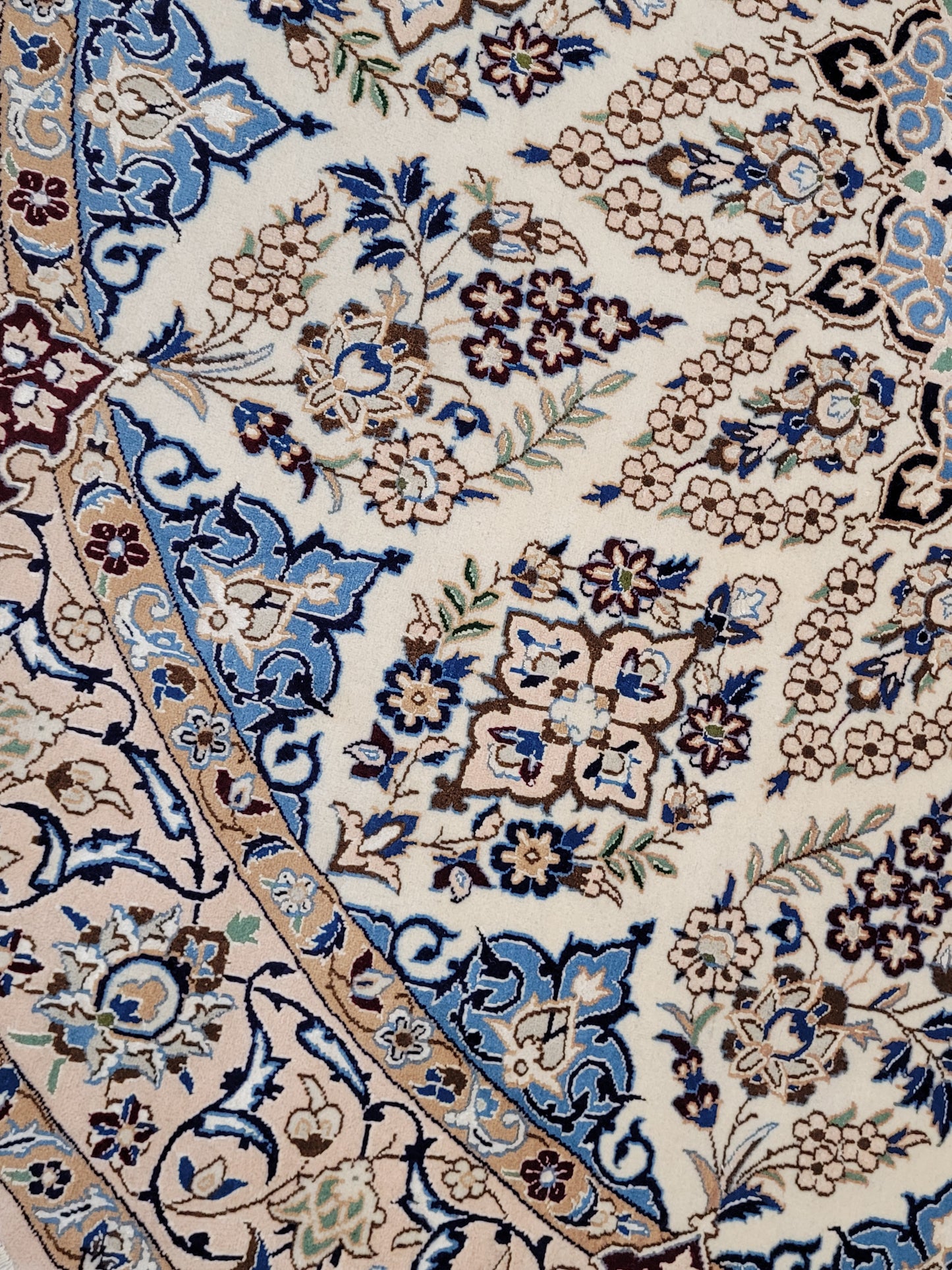 Nain Teppich Rund Seide und Wolle fein geknüpft 245 cm Unikat