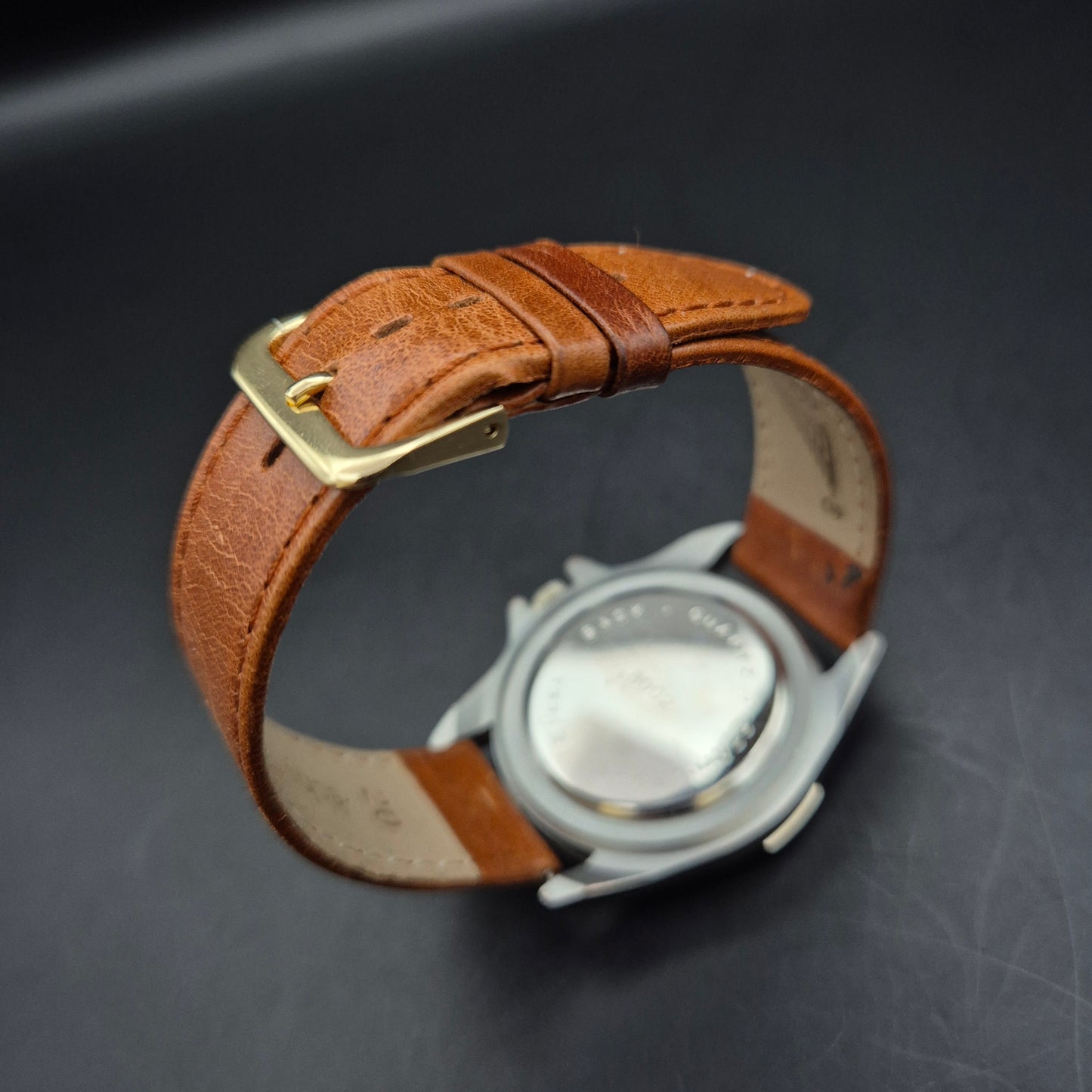 Precision Time Herren Uhr mit schwarzem Zifferblatt und Lederarmband