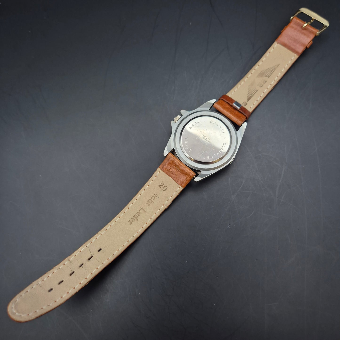 Precision Time Herren Uhr mit schwarzem Zifferblatt und Lederarmband