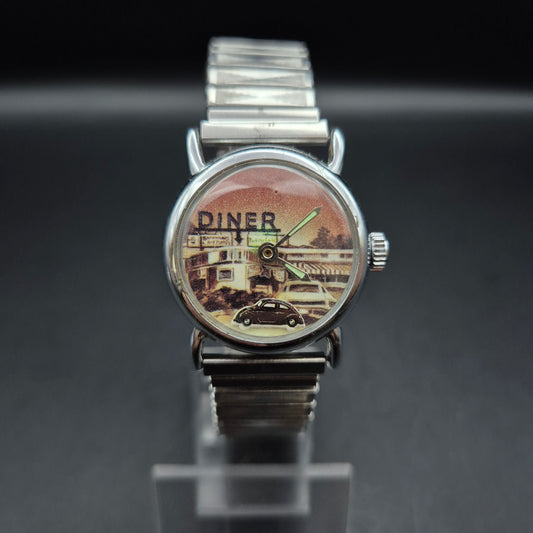Vintage Retro Uhr Diner – Damen/Herren Quarzuhr mit Nostalgie-Motiv