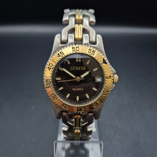Geneva Herren/Damen Uhr – Zweifarbige Quarzuhr mit Datumsanzeige