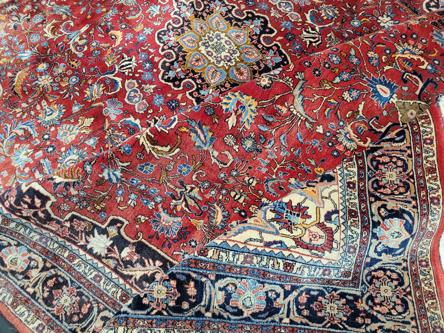 Bidjar Teppich 325x215 cm Korkwolle florales Medaillon Muster