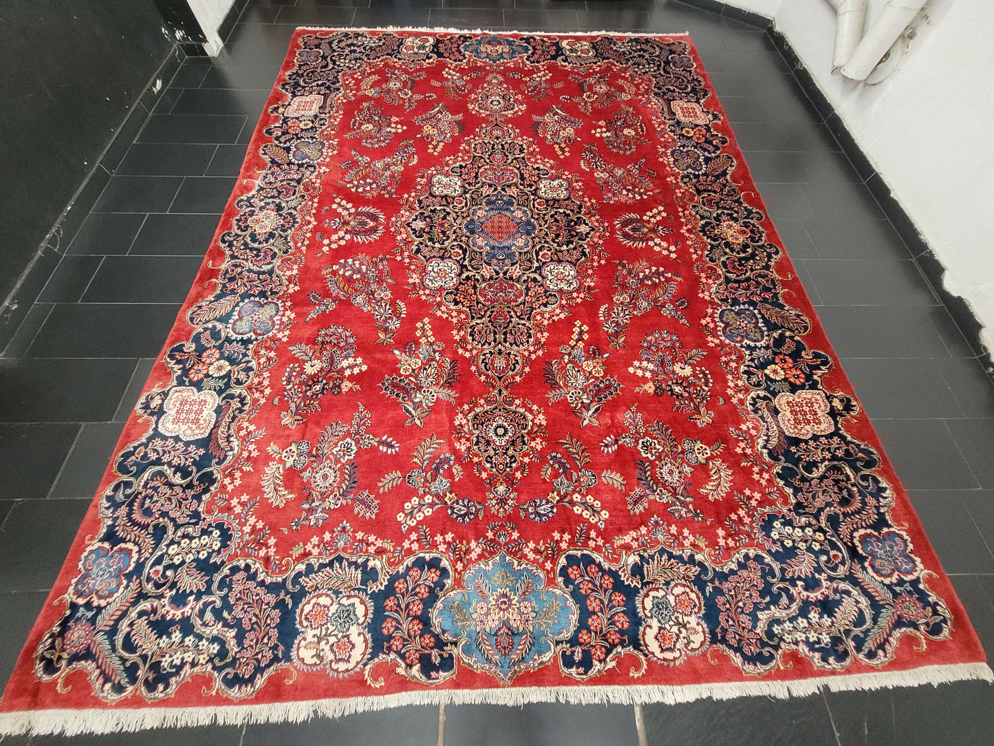 Keschan Teppich 415x320 cm Korkwolle florales Medaillon Design