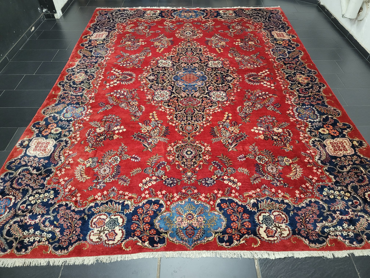 Keschan Teppich 415x320 cm Korkwolle florales Medaillon Design