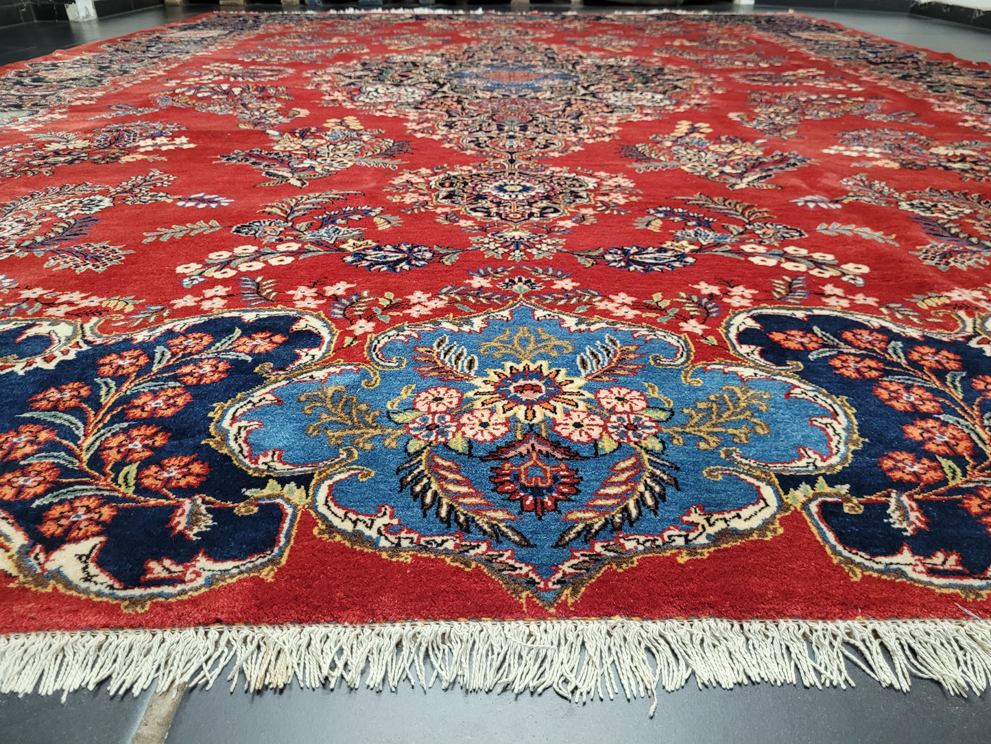 Keschan Teppich 415x320 cm Korkwolle florales Medaillon Design