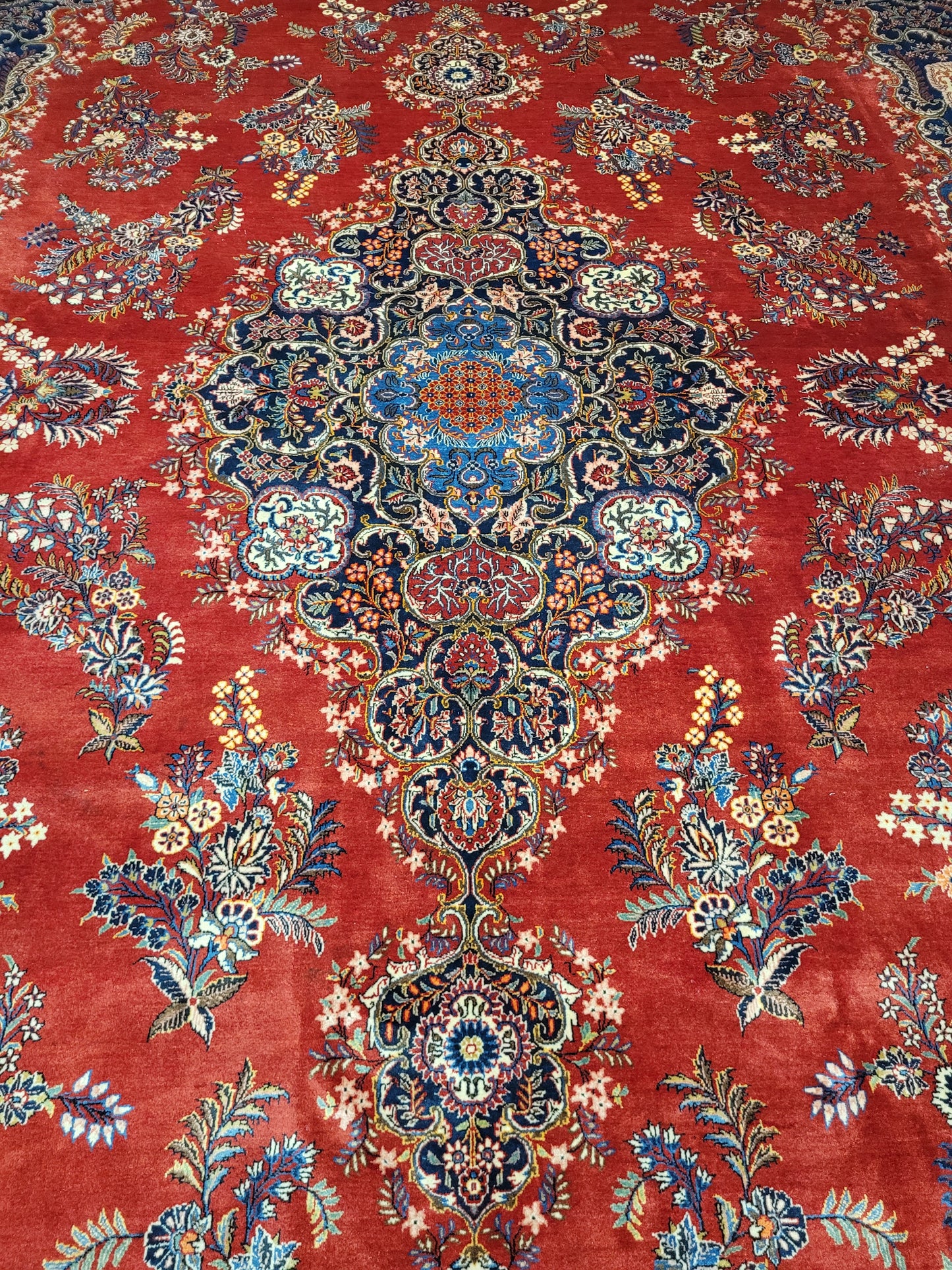 Keschan Teppich 415x320 cm Korkwolle florales Medaillon Design