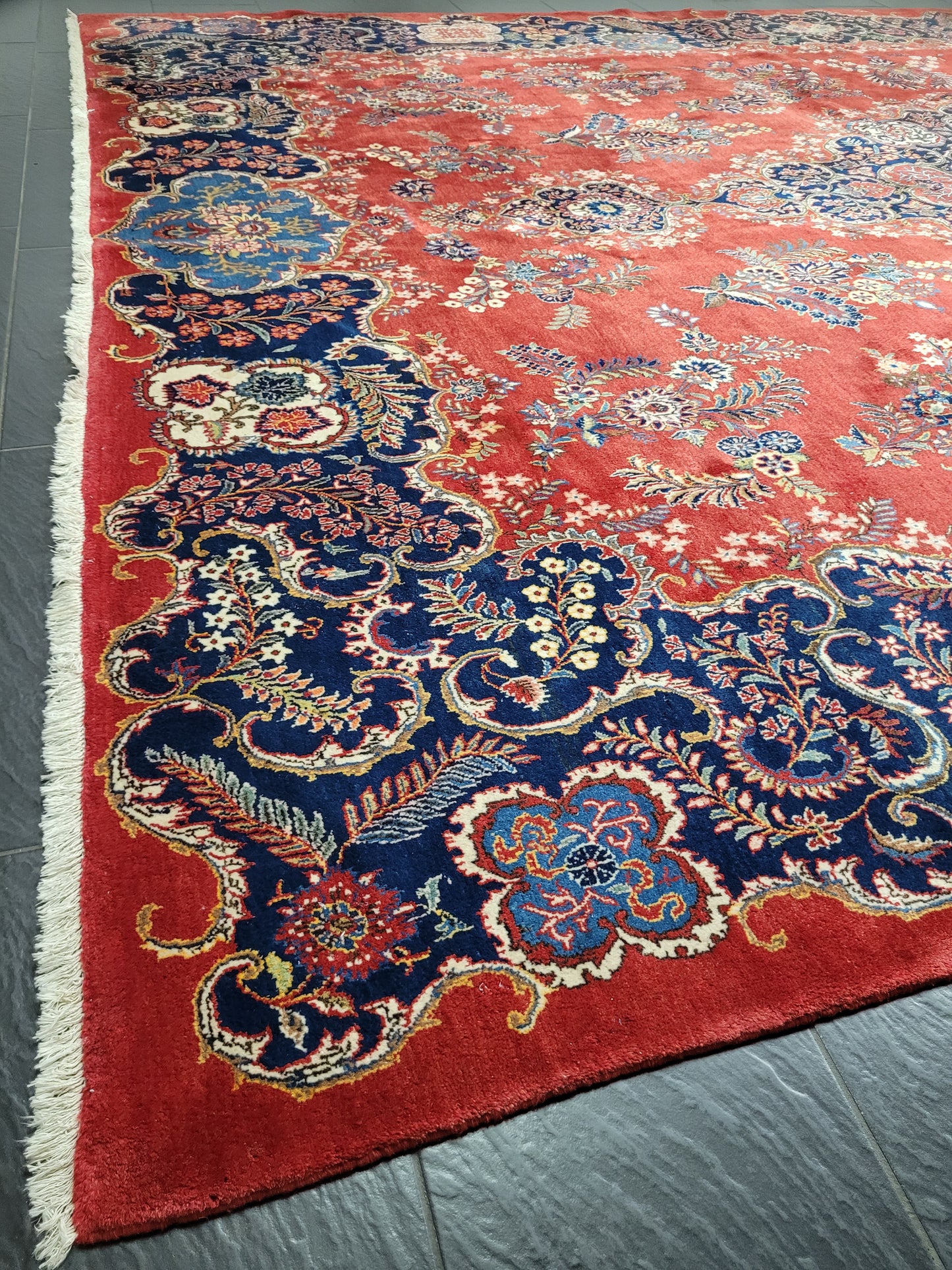 Keschan Teppich 415x320 cm Korkwolle florales Medaillon Design