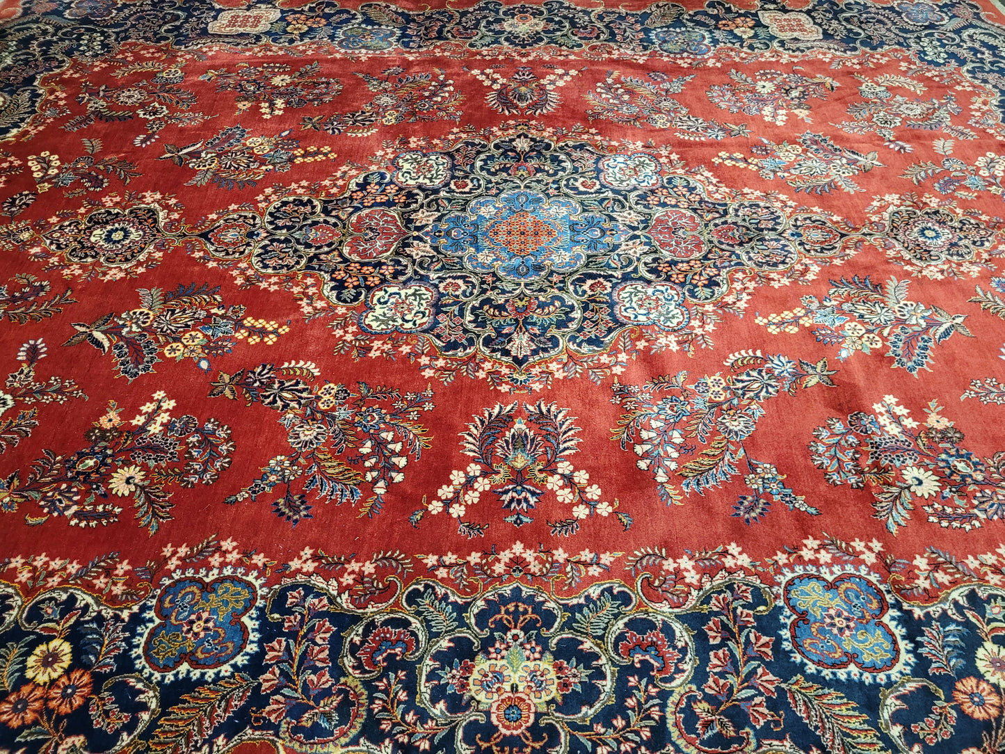 Keschan Teppich 415x320 cm Korkwolle florales Medaillon Design