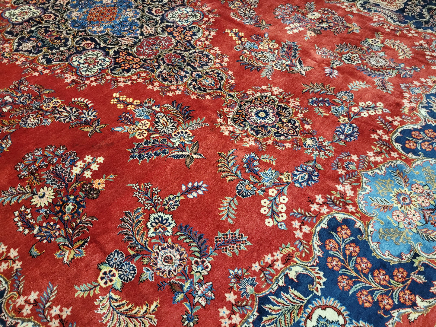 Keschan Teppich 415x320 cm Korkwolle florales Medaillon Design