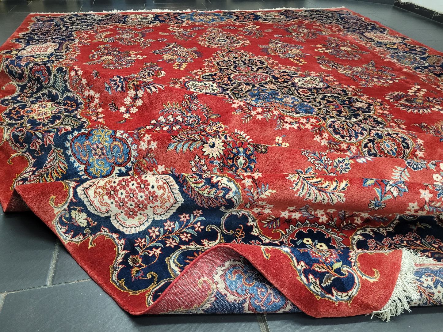 Keschan Teppich 415x320 cm Korkwolle florales Medaillon Design