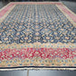 Kirman Teppich 400x280 cm Korkwolle signiert florales Boteh-Muster
