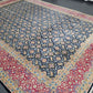 Kirman Teppich 400x280 cm Korkwolle signiert florales Boteh-Muster