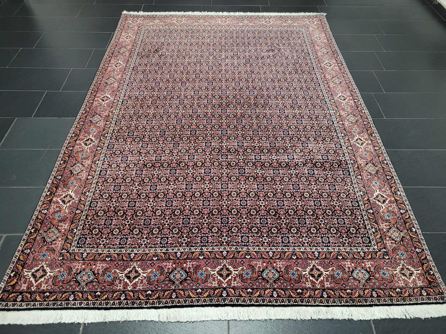 Bidjar Teppich 290x205 cm Korkwolle feine Knüpfung Herati-Muster