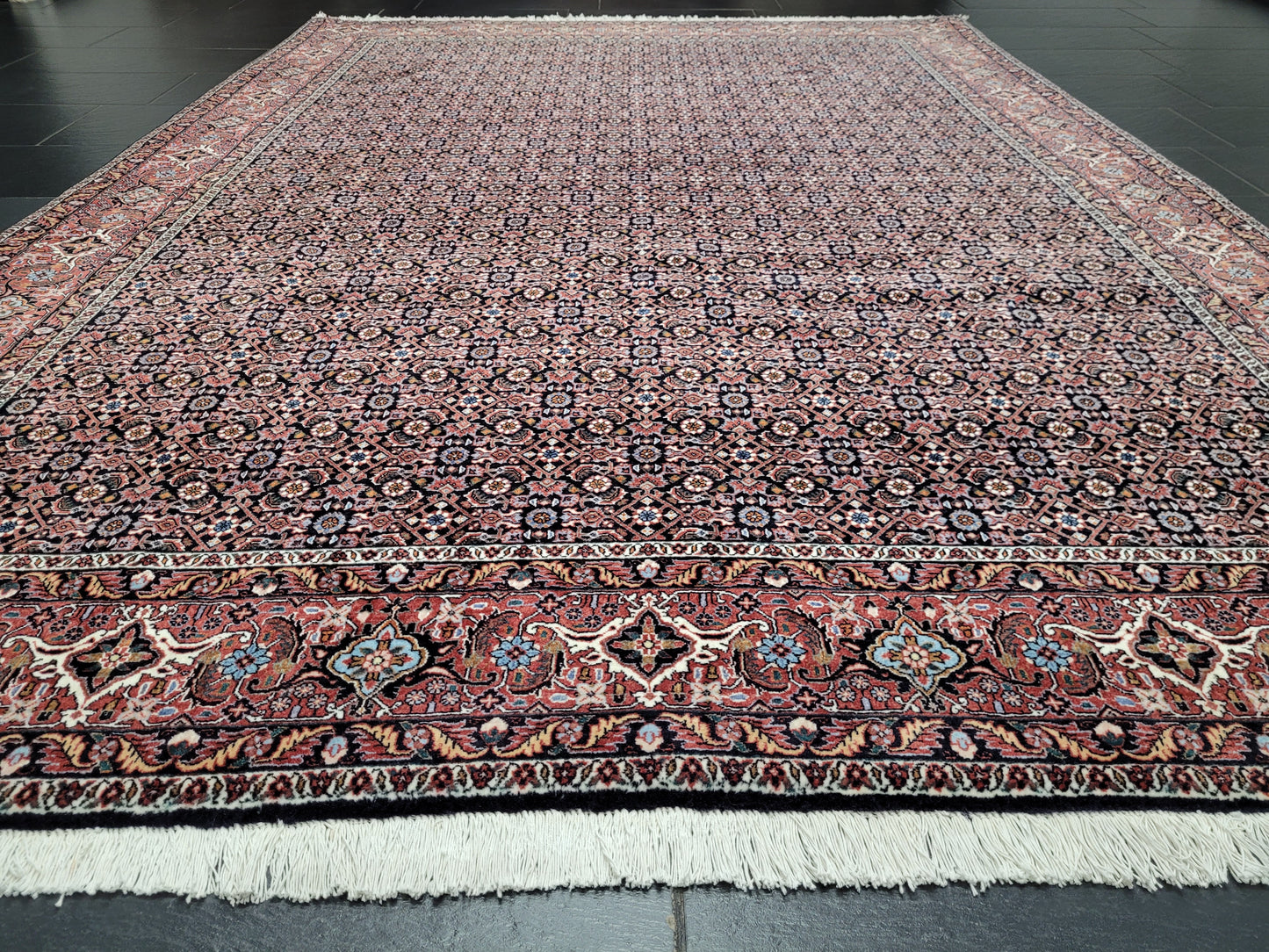 Bidjar Teppich 290x205 cm Korkwolle feine Knüpfung Herati-Muster