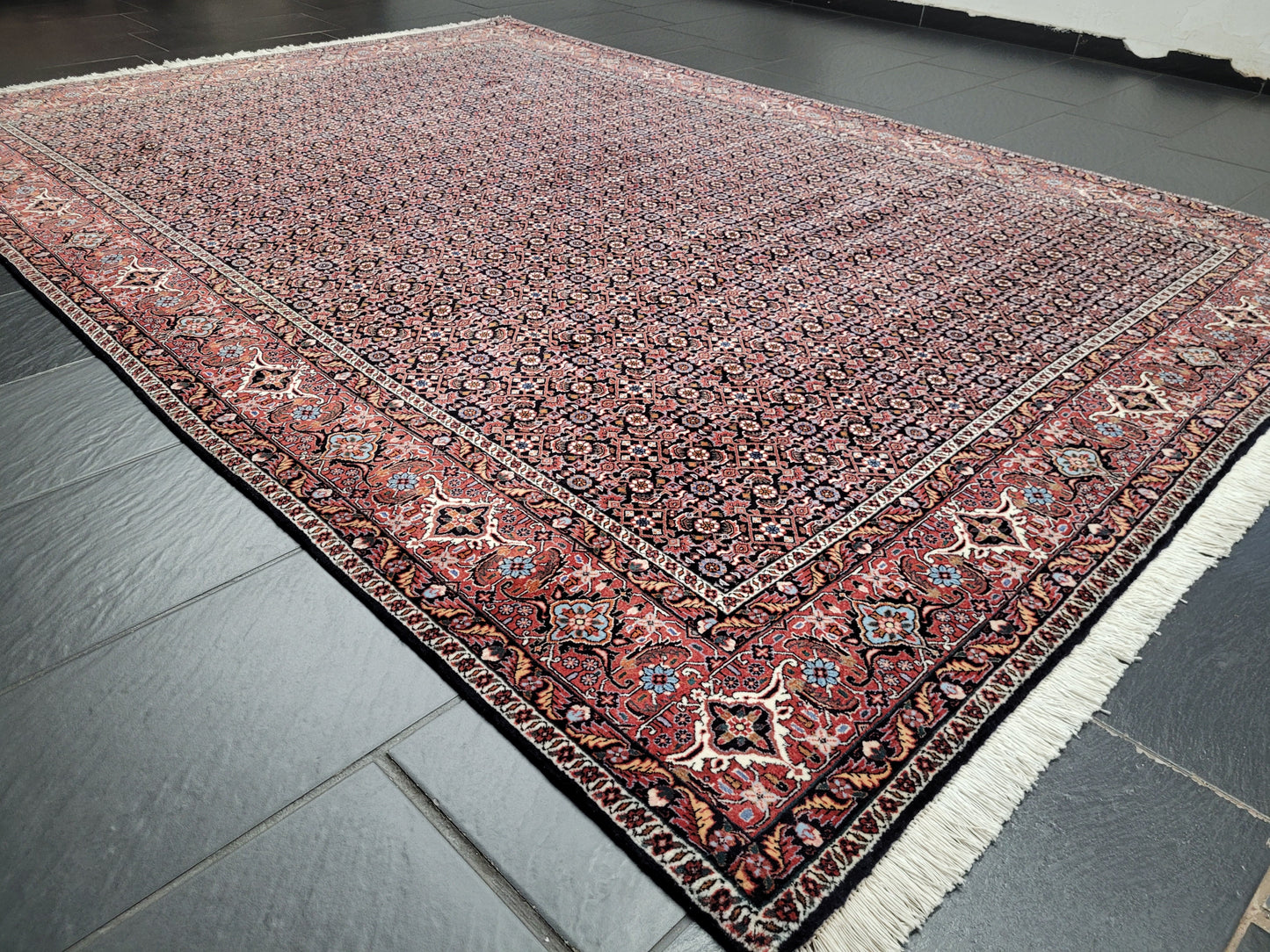 Bidjar Teppich 290x205 cm Korkwolle feine Knüpfung Herati-Muster