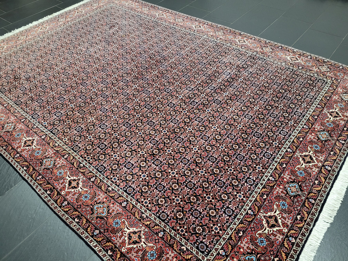 Bidjar Teppich 290x205 cm Korkwolle feine Knüpfung Herati-Muster