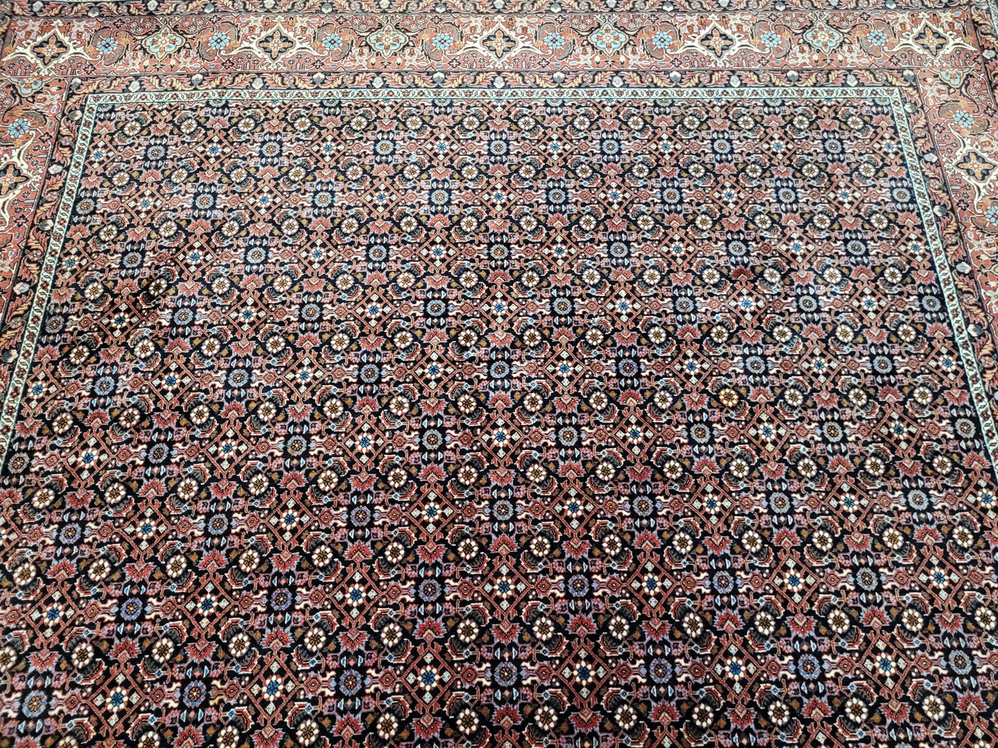 Bidjar Teppich 290x205 cm Korkwolle feine Knüpfung Herati-Muster