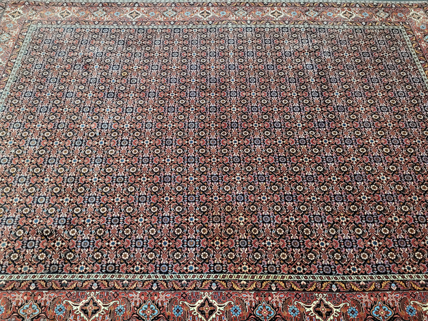 Bidjar Teppich 290x205 cm Korkwolle feine Knüpfung Herati-Muster