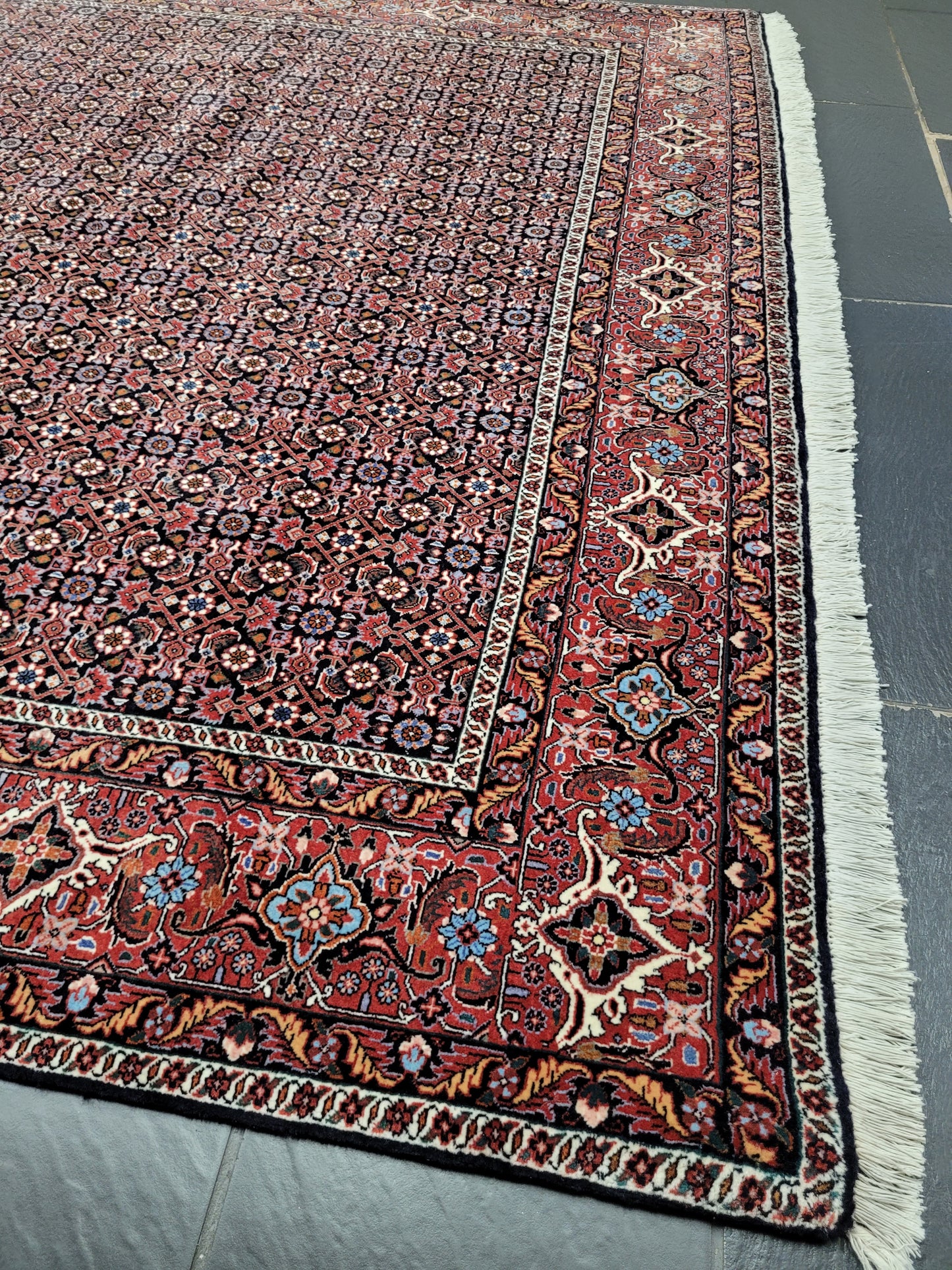 Bidjar Teppich 290x205 cm Korkwolle feine Knüpfung Herati-Muster