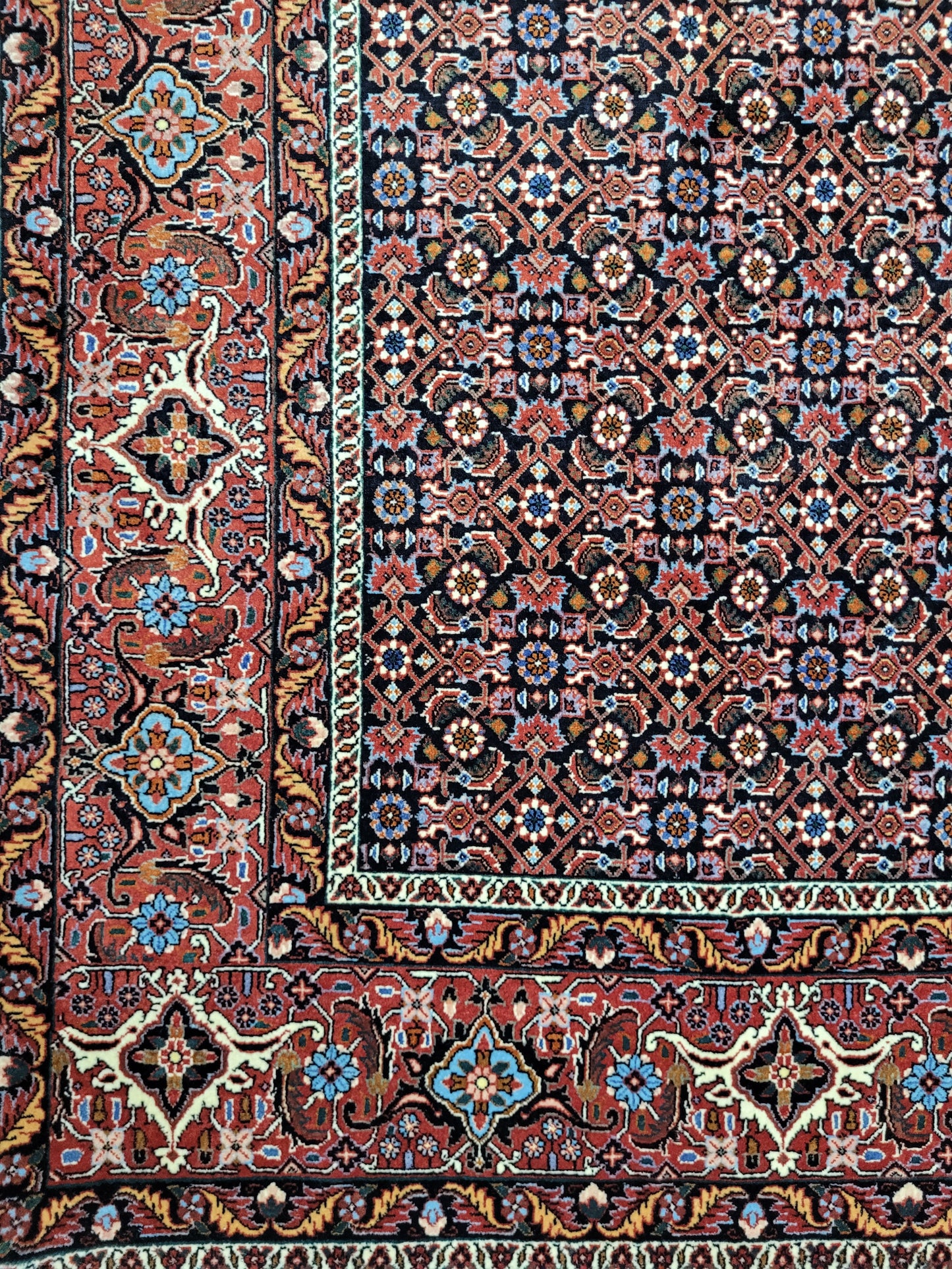 Bidjar Teppich 290x205 cm Korkwolle feine Knüpfung Herati-Muster