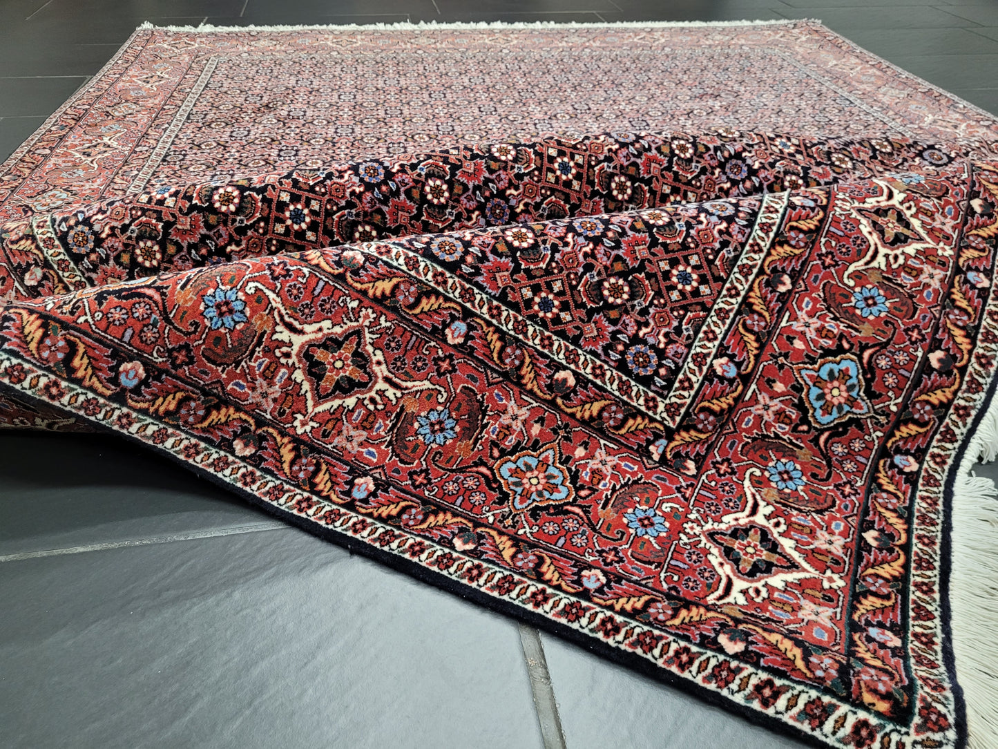 Bidjar Teppich 290x205 cm Korkwolle feine Knüpfung Herati-Muster