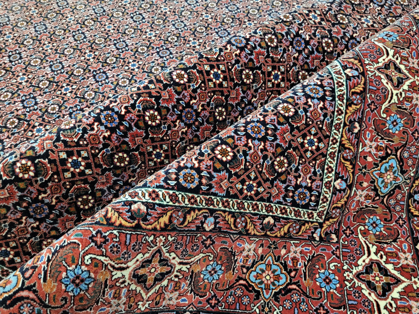 Bidjar Teppich 290x205 cm Korkwolle feine Knüpfung Herati-Muster