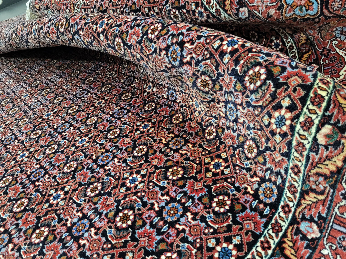 Bidjar Teppich 290x205 cm Korkwolle feine Knüpfung Herati-Muster