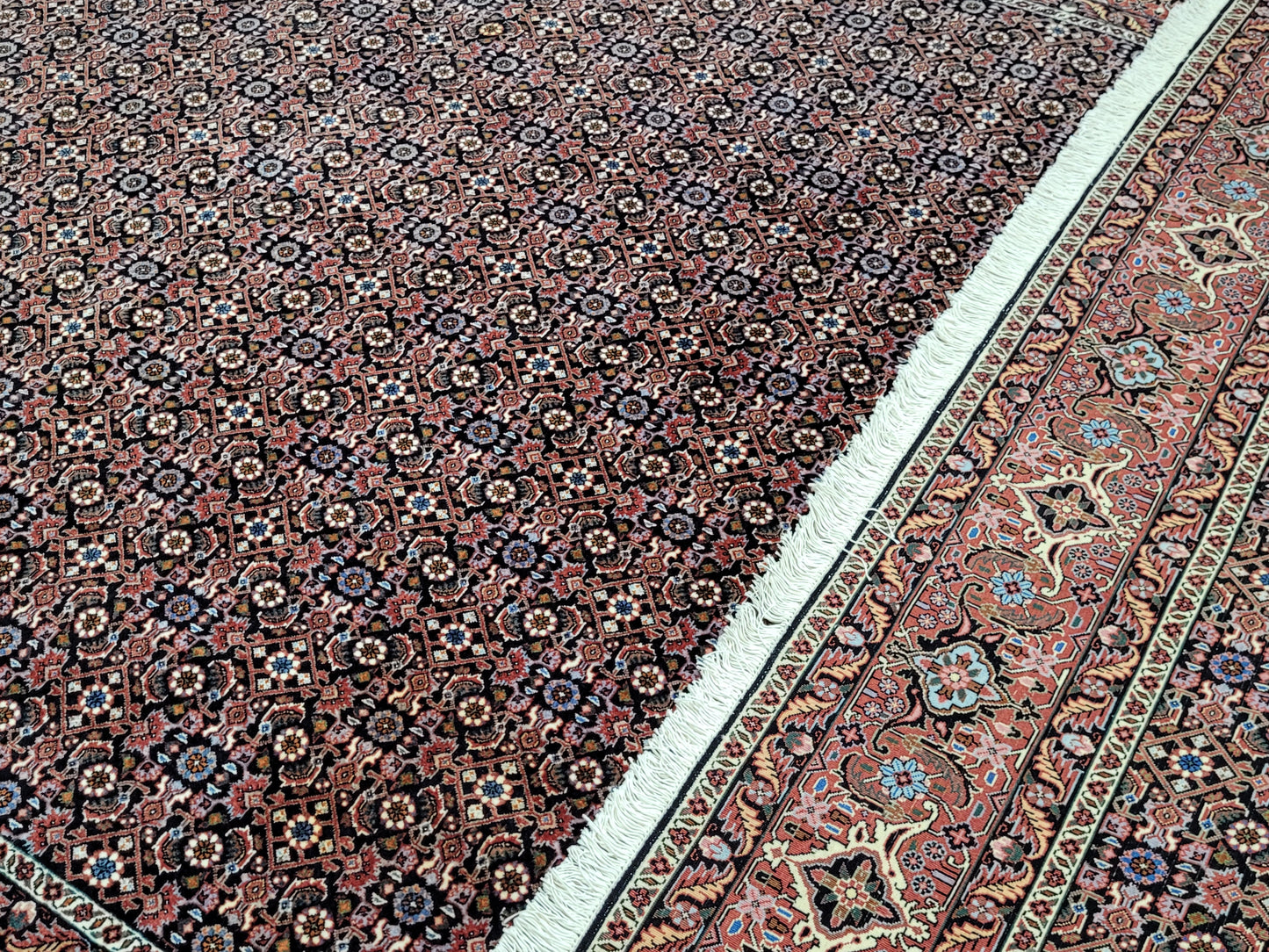 Bidjar Teppich 290x205 cm Korkwolle feine Knüpfung Herati-Muster