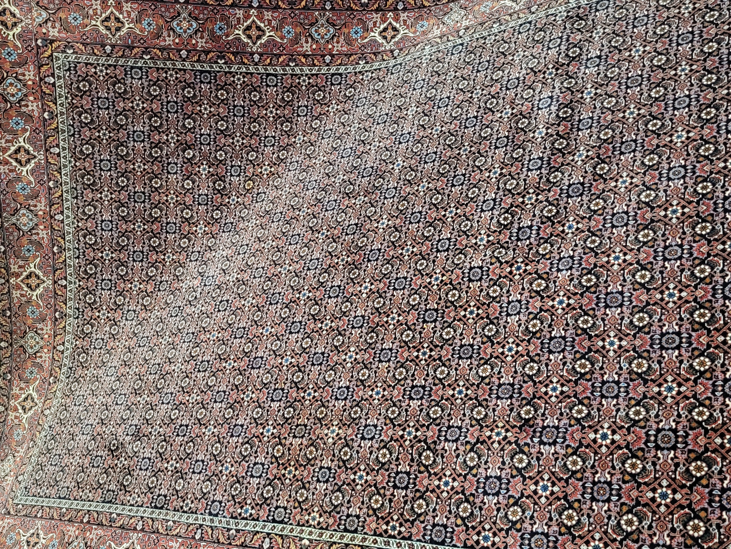 Bidjar Teppich 290x205 cm Korkwolle feine Knüpfung Herati-Muster