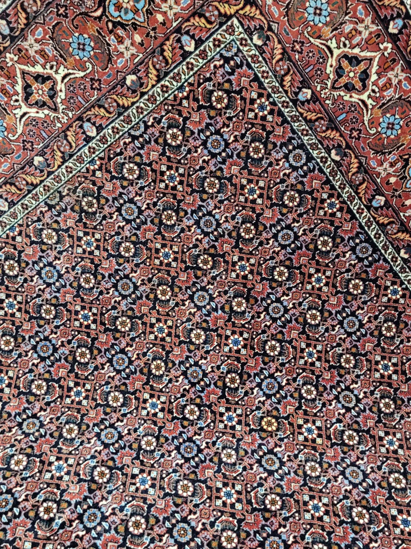 Bidjar Teppich 290x205 cm Korkwolle feine Knüpfung Herati-Muster