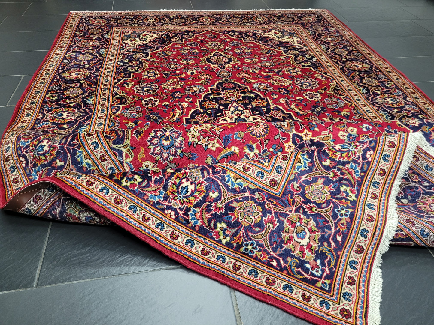 Keschan Teppich 310x200 cm florales Medaillonmuster feine Wolle