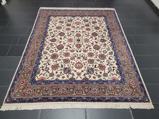 Sarough Teppich 270x210 cm florales Muster feine Wolle Naturton