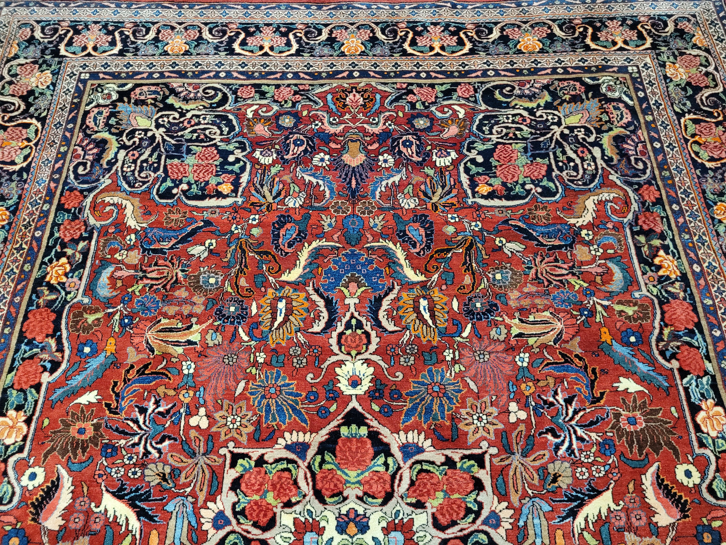 Bidjar Teppich 370x260 cm florales Rosenmuster kräftige Wolle