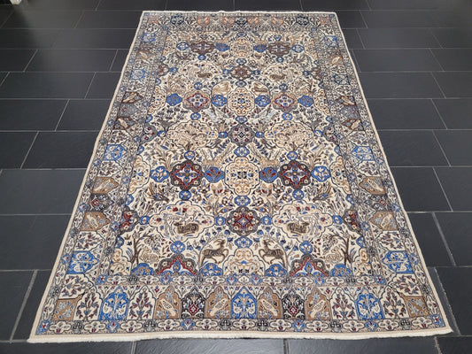 Nain Teppich 200x175 cm feine Korkwolle mit Seide Jagdmotiv