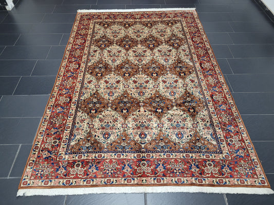 Keshan Teppich Korkwolle florales Medaillonmuster 290x200 cm