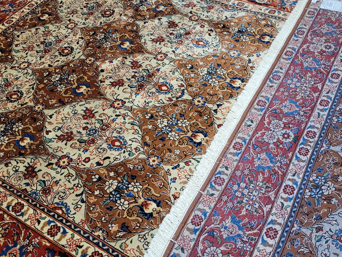 Keshan Teppich Korkwolle florales Medaillonmuster 290x200 cm