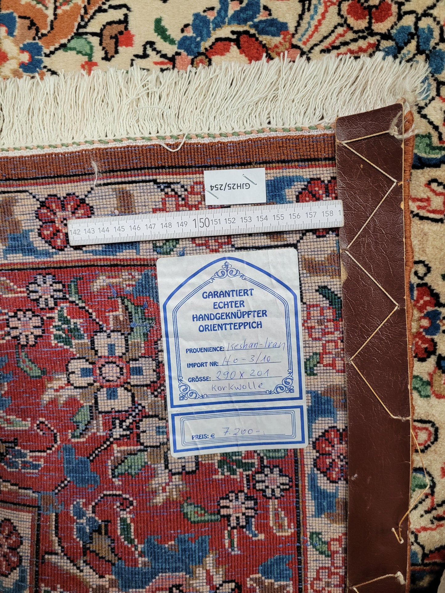 Keshan Teppich Korkwolle florales Medaillonmuster 290x200 cm