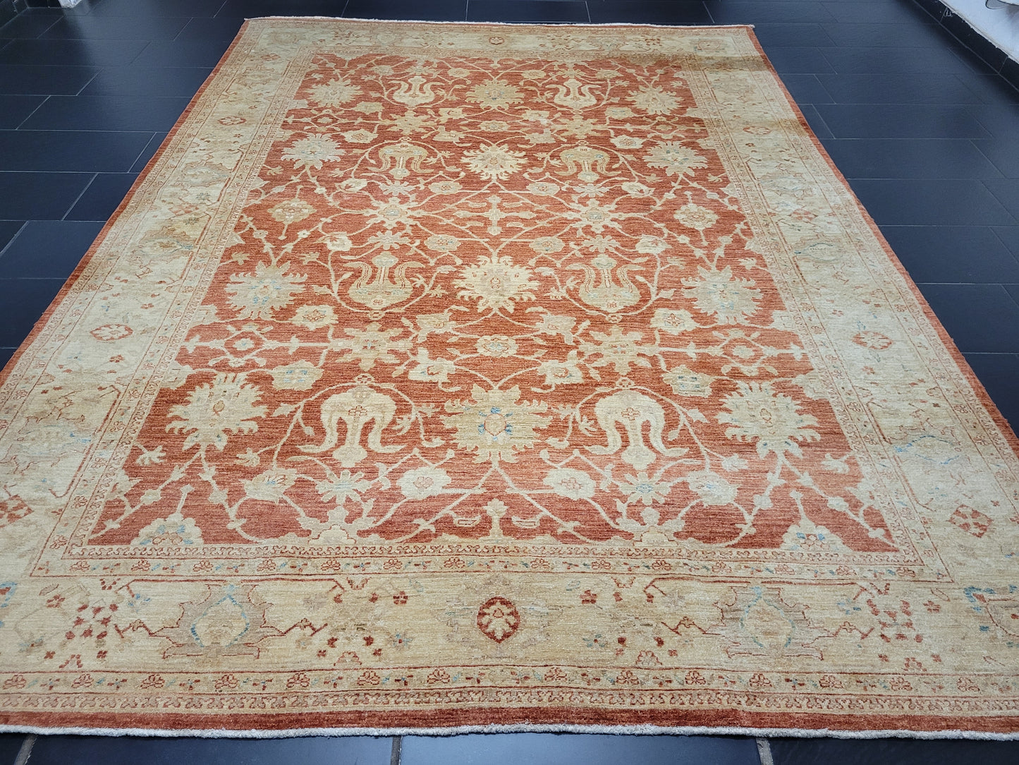Ziegler Teppich handgeknüpft florales Design 340x250 cm