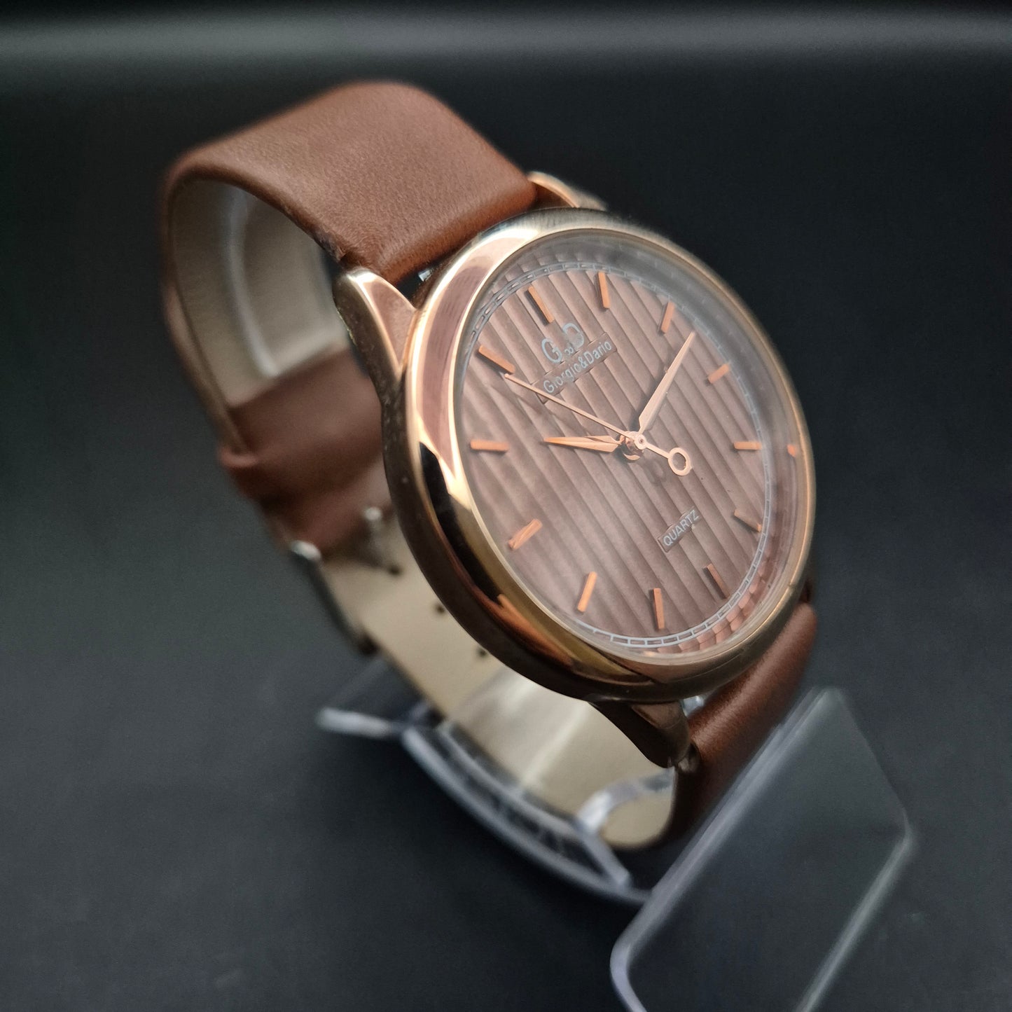 Giorgio & Dario Herren Uhr – Braun-Goldenes Design mit Lederarmband
