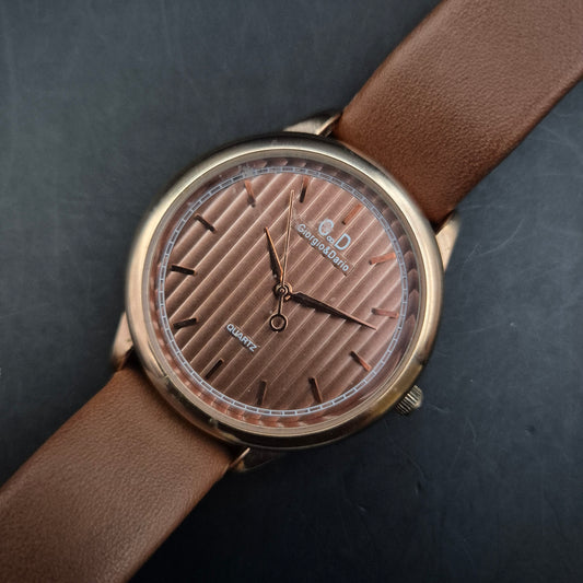Giorgio & Dario Herren Uhr – Braun-Goldenes Design mit Lederarmband