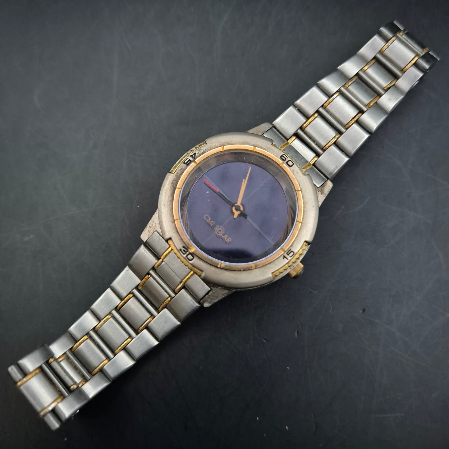 CMI Solar Herren Uhr – Edelstahl Design mit blauem Zifferblatt