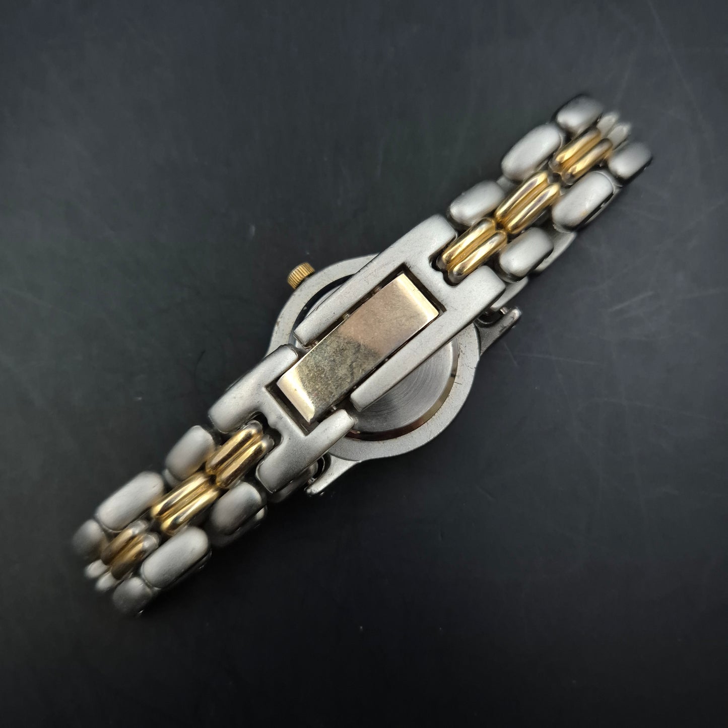 Damen Uhr – Zweifarbige Strass-Uhr im eleganten Vintage-Stil