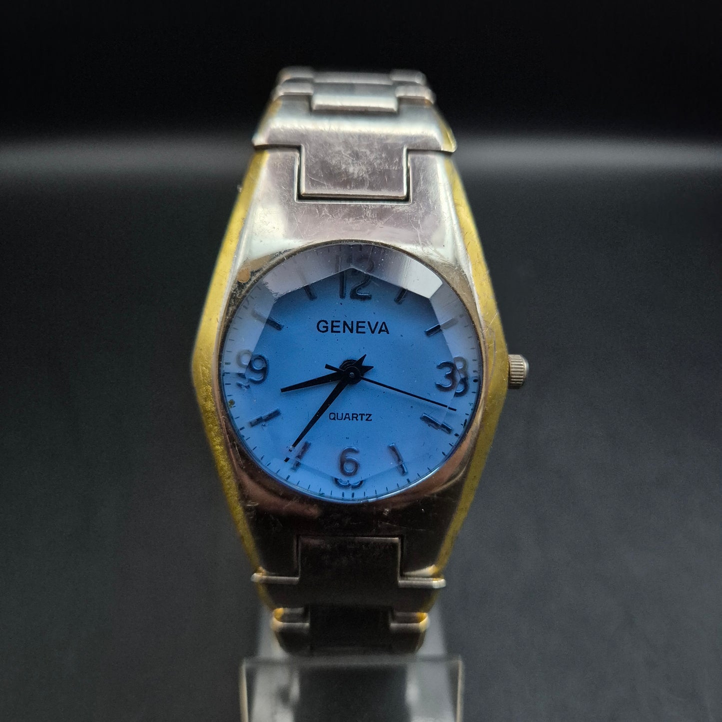 GENEVA Damen Uhr – Edelstahlgehäuse mit blauem Zifferblatt